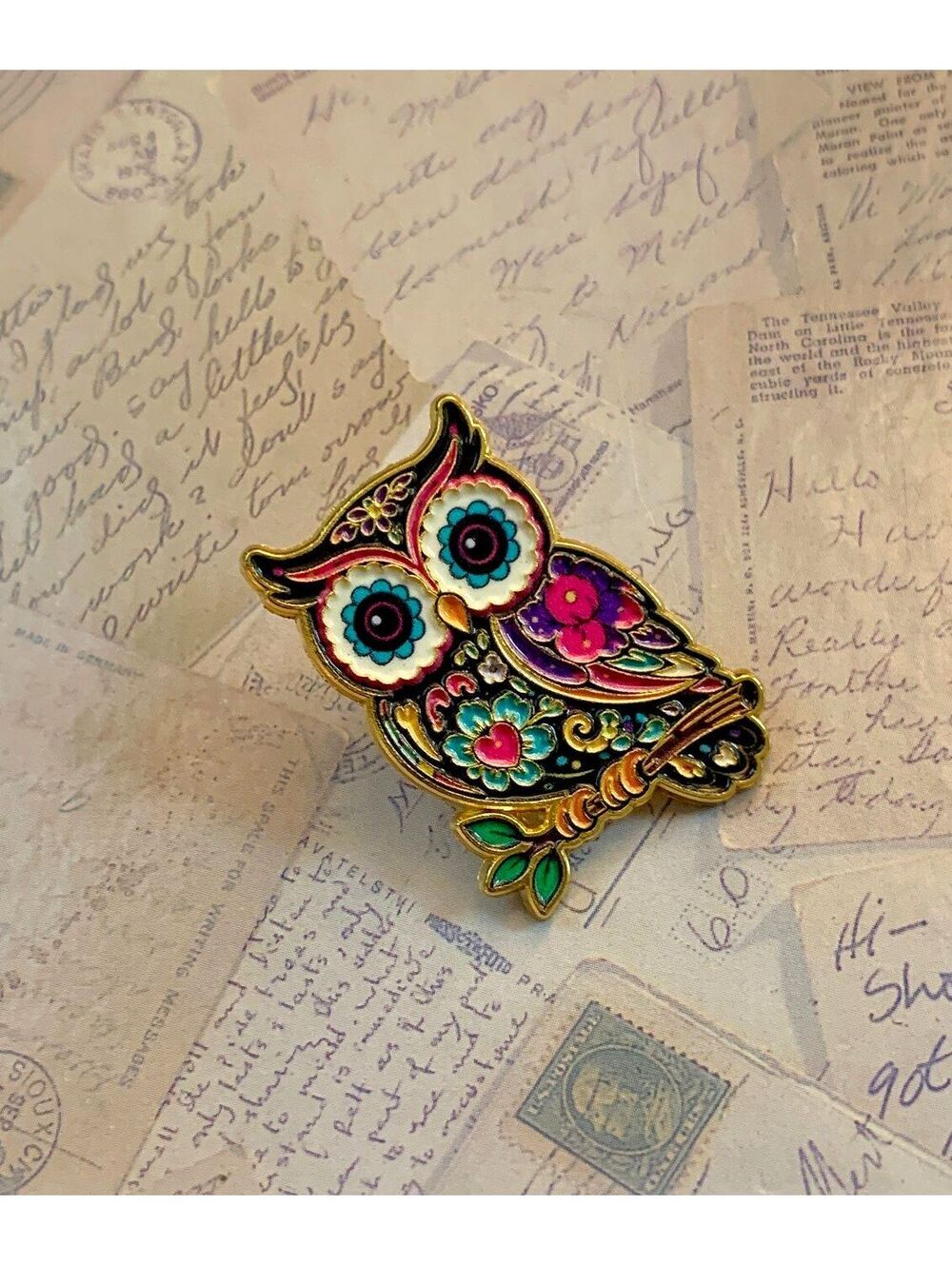 Day of the Dead Owl Enamel Pin Halloween Skeleton Bird Lapel Pin